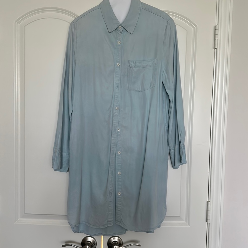 Chambray long sleeve dress